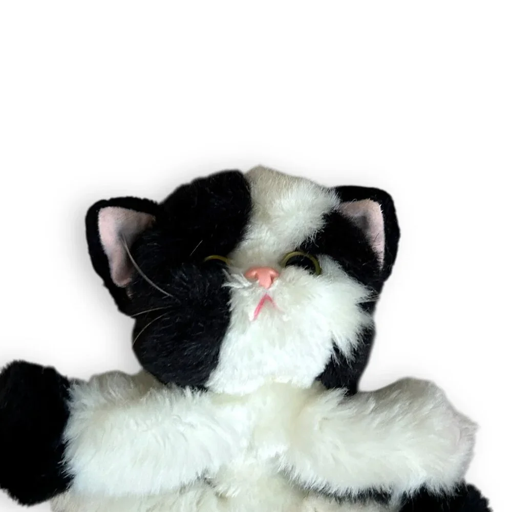 RARE Vintage 1992 Tyco Kitty Kitty Kittens Tuxedo Cat Plush Black White Purring